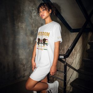 I.T.O.C. Juneteenth Freedom Ain't Free T-Shirt Dress (White)